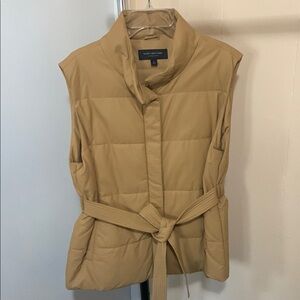 Marc New York Tan Quilted Puffer Vest with Belt